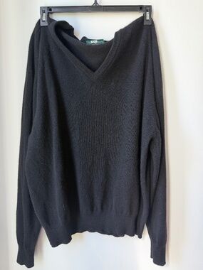 Alan Paine Black Cashmere Sweater | Size UK 48 (Men's 2XL / 3XL) |